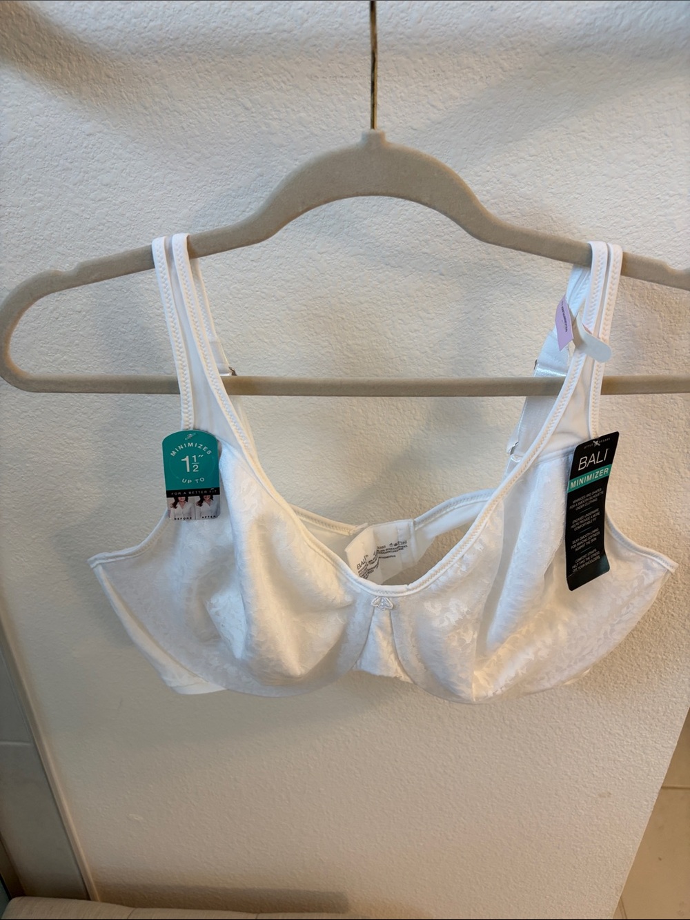 Bali White Underwire Minimizer Bra with Light Lace